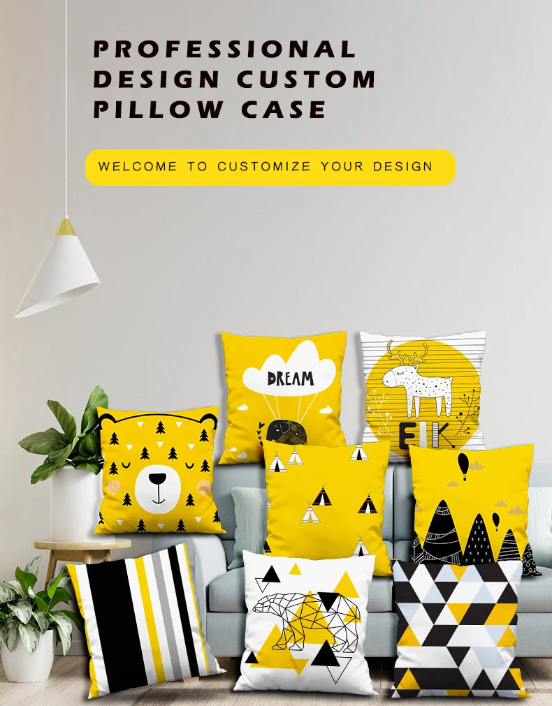 Factory Custom Throw Pillow Covers Linen Polyester Cotton Digital