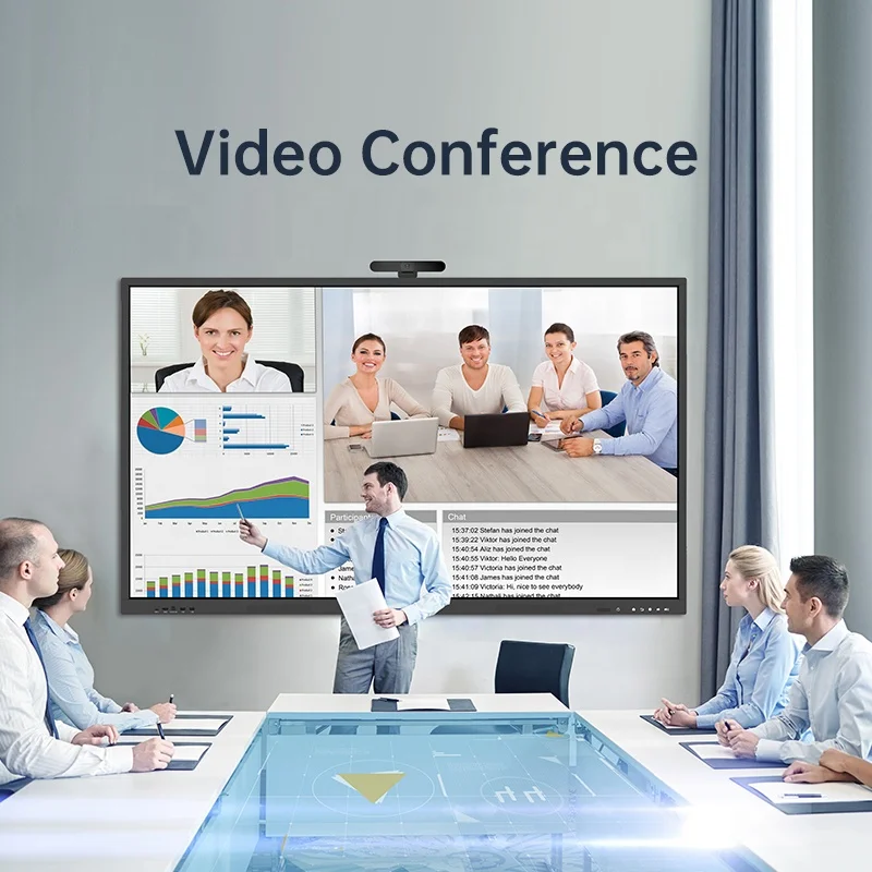 Office 55 65 75 86 Inch LED Smart Board Interactive Panel Screen Monitor Internet  Interactive Flat Panel