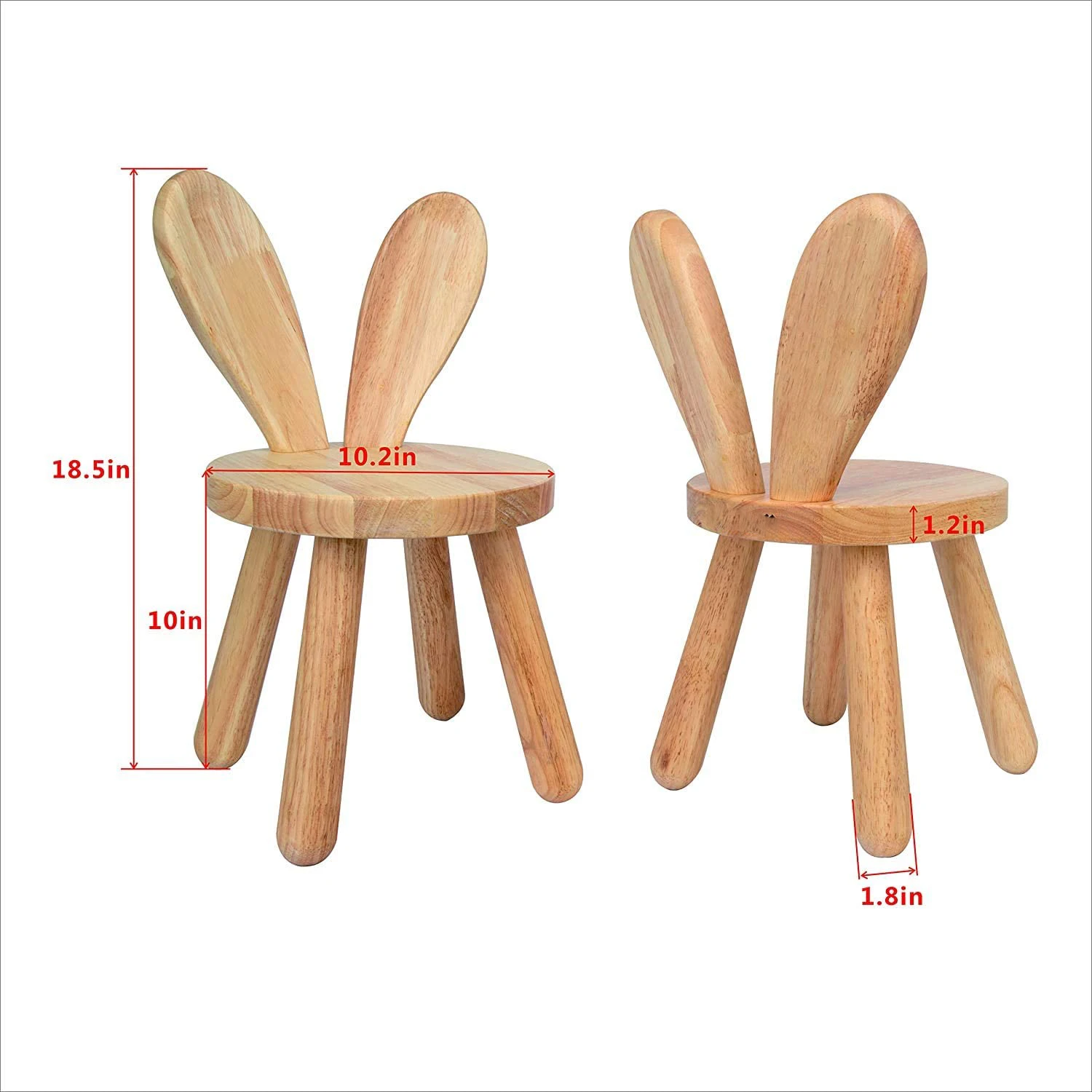 Cute Kids Chair - Rabbit Ear Shaped Hardwood Wooden Chair
