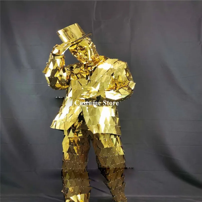 Robot Men Gold Color Mirror Men Suit Club Perform Catwalk Wears Mirror  Dance Costumes Disco Show Jacket Dj Mirror Hat Outfit - Buy Mirror  Suit,Gold Mirror Costumes,Mirror Men Product On Alibaba.Com