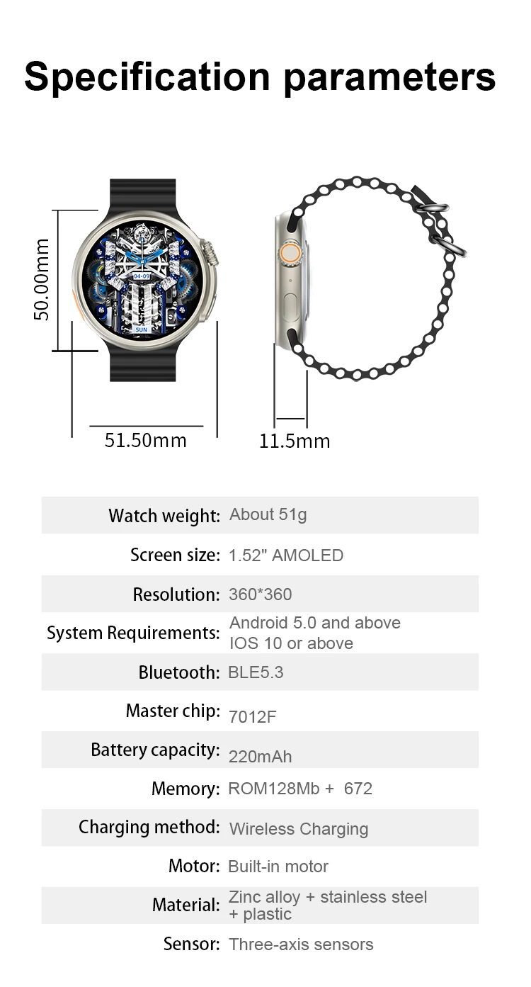 Smart Watch Z78 Ultra Amoled Gps 1.52inch Bt Call Nfc Smartwatch Z78 ...