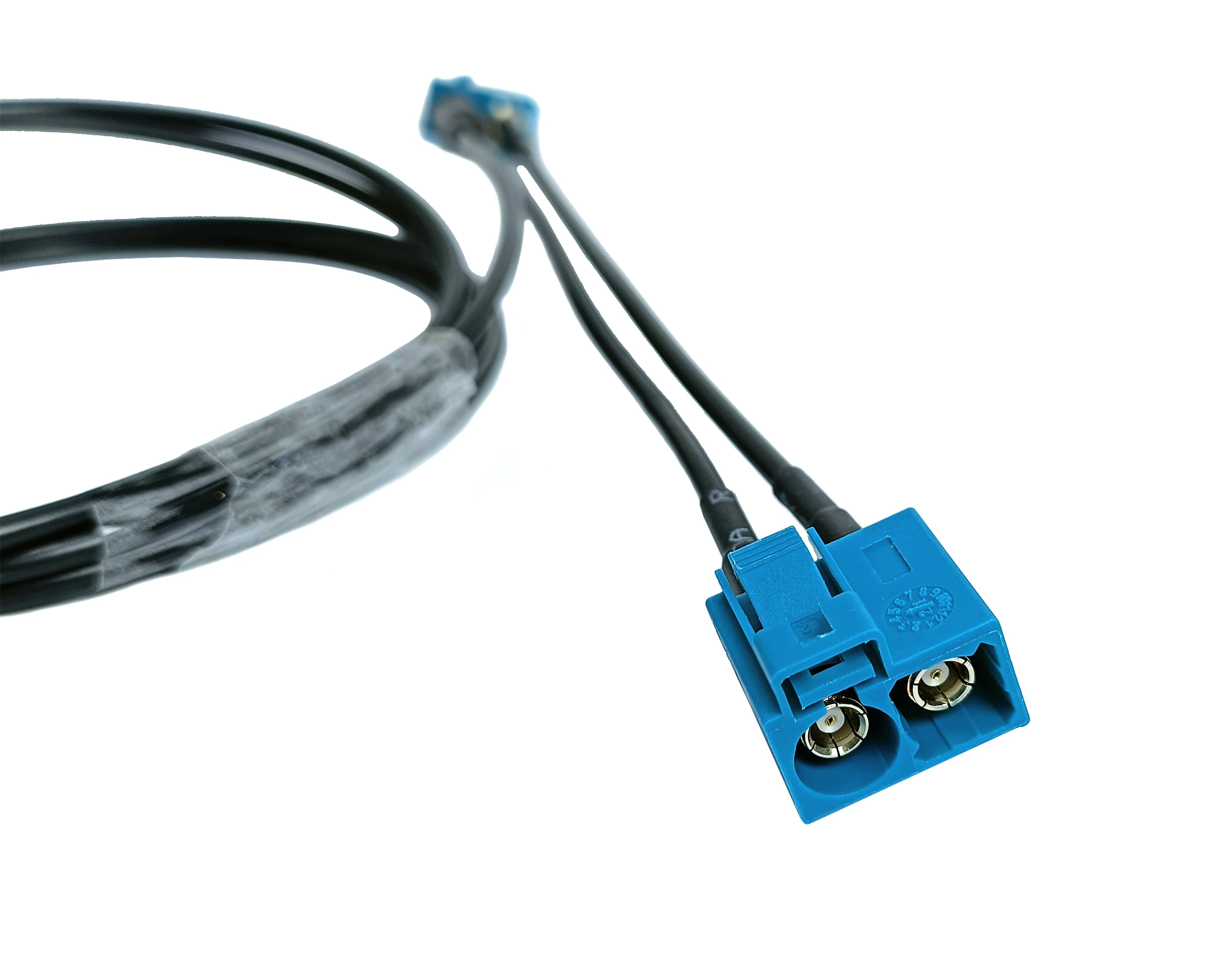 Blue Fakra SMB fakra male  to MCX RG174 rf coaxial connector double Fakra jumper cable assembly supplier