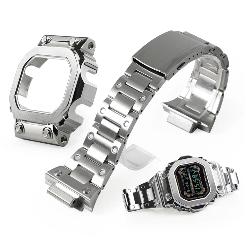 GX56 Mod Kit Luxury Metal Case Stainless Steel Bracelet Band Strap for  GX-56BB GXW-56 GXW-56BB Watches Accessory Replacement