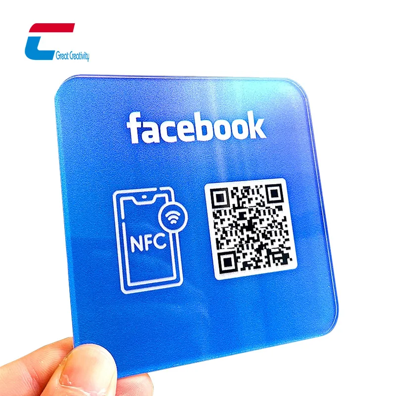 Customized Acrylic Google Review NFC Notice Plate Instagram NFC Review Sticker NTAG 213 NFC Acrylic Plaques