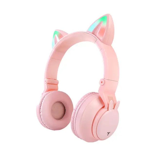 Cat Ears Wireless  Headset Music  Pink Purple Comic Two Dimensions LED Gaming  Electrostatic AAC 1m