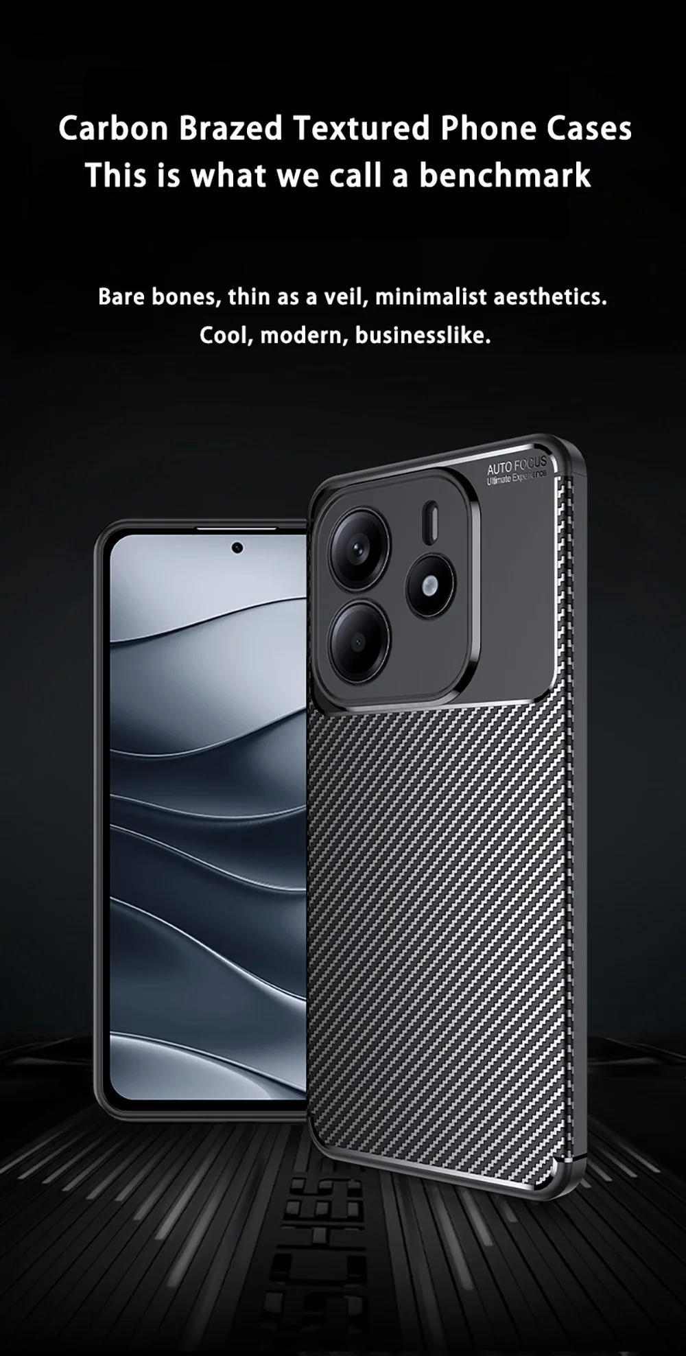 product laudtec carbon fiber texture phone cases for xiaomi note14 4g shockproof simple business back cover slim lightweight sjk1012-2