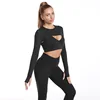3pcs set Top+bra+leggings black