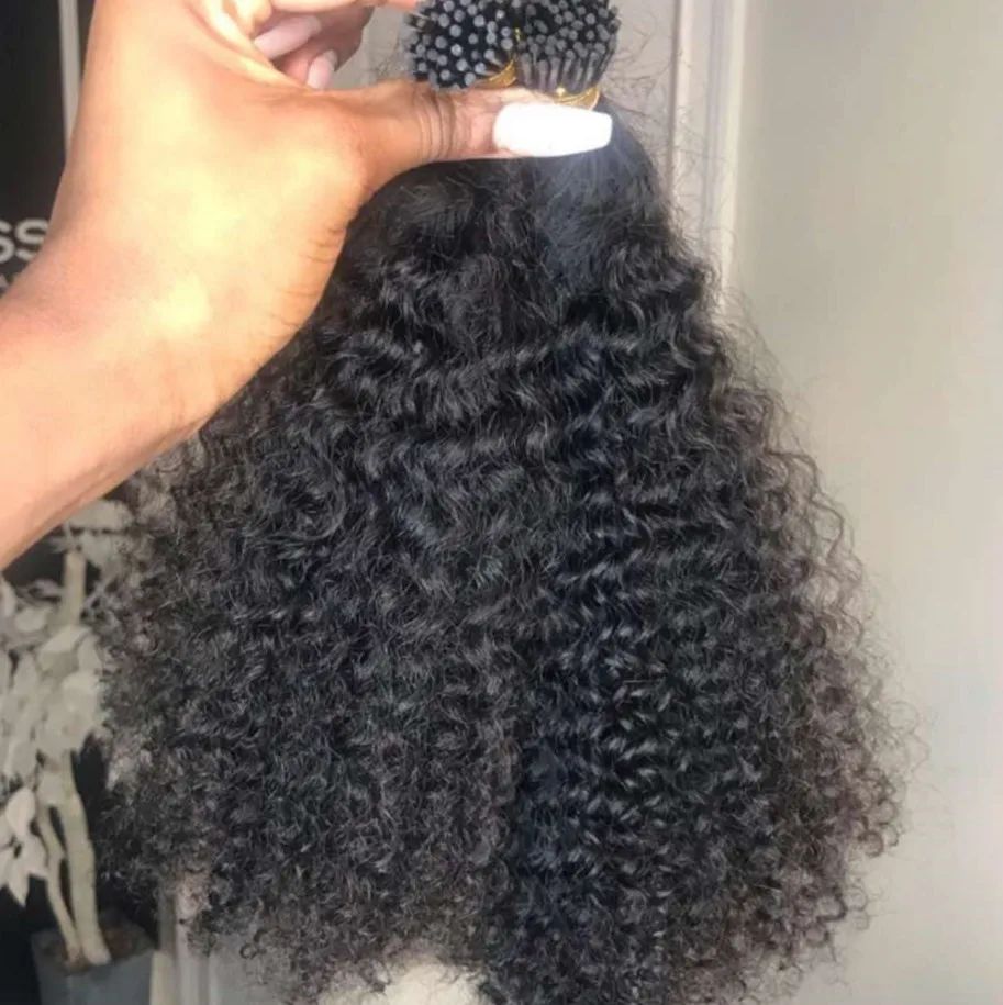 DIVA Microlinks Afro Kinky Curly Micro Links Human  Itip Hair Extension for Black Women Raw Indian Hair I Stick Tip