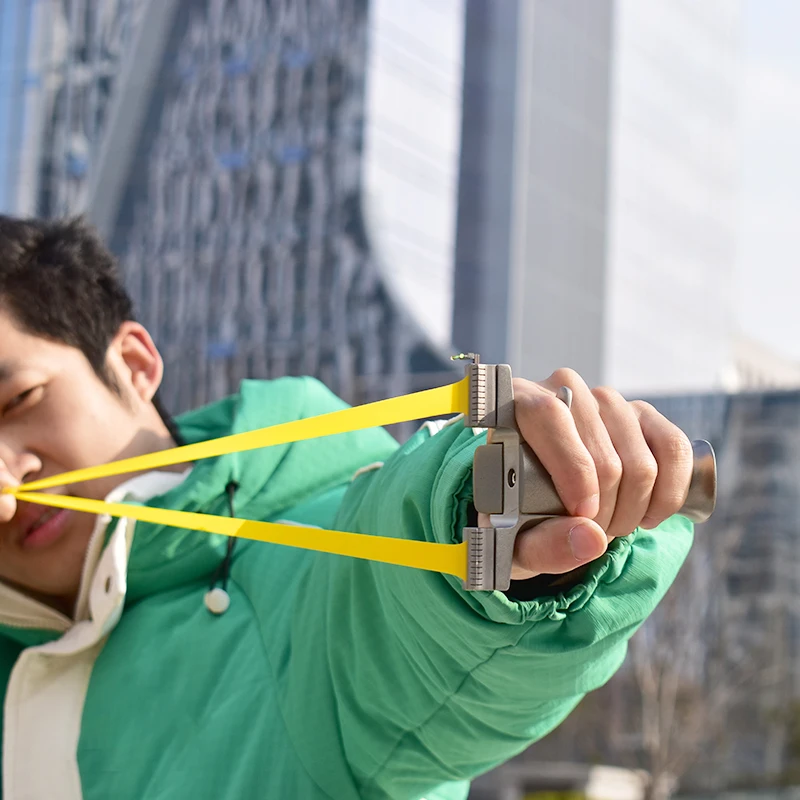 Stainless Steel Slingshot With Quick Compression Design Bow Hand and Rubber Band for Outdoor Shooting  Hunting Sling Shot Sports