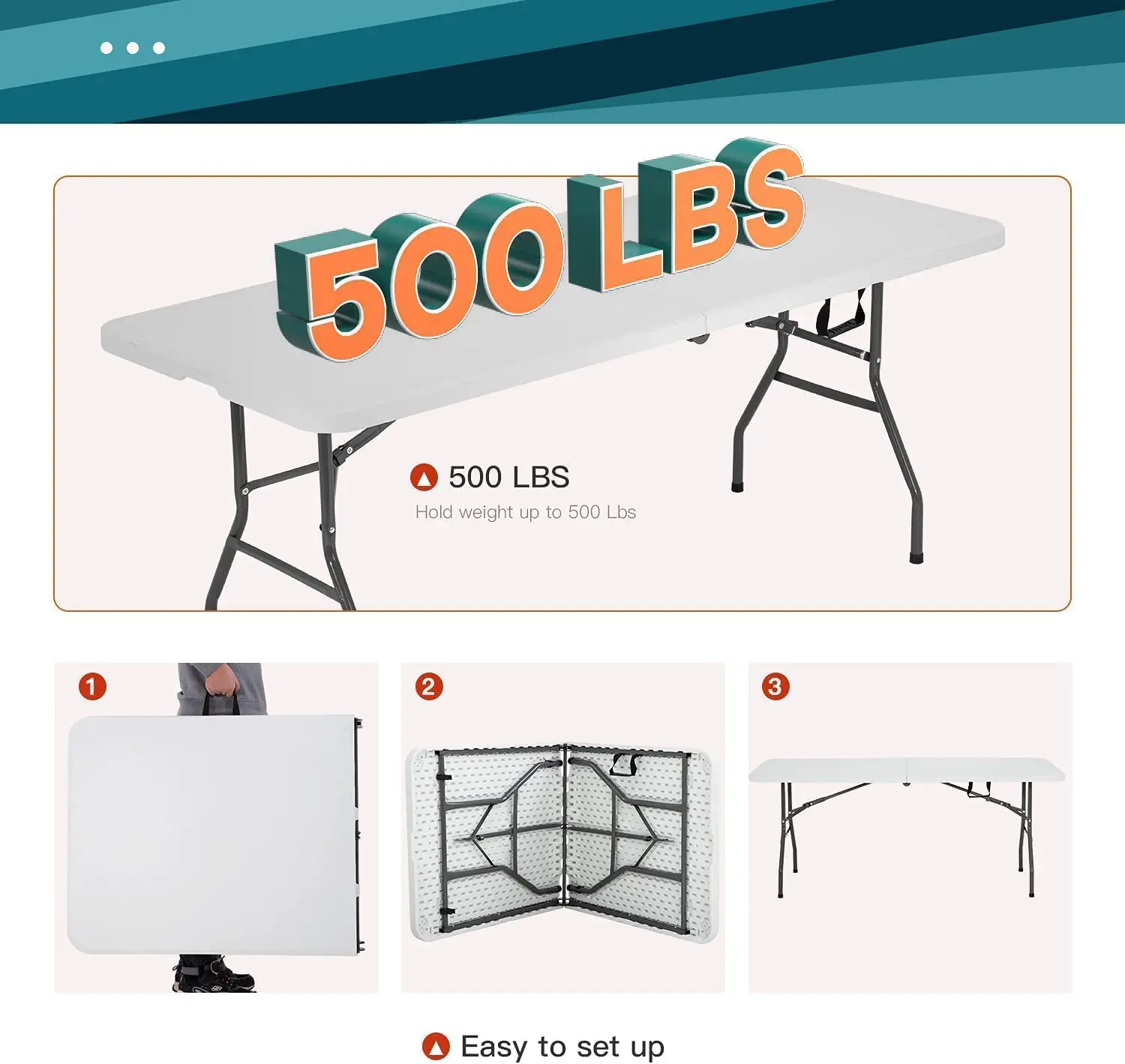 Modern White Fold Up Outdoor Table Events Rectangular Festival Picnic