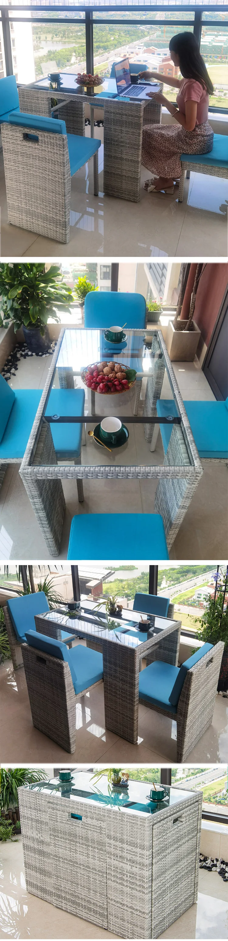 Patio Set 4 Seater Outdoor Rattan Effect Cube Garden Furniture/cube