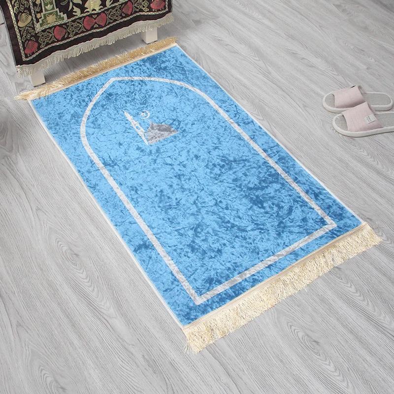 Wholesale Custom Thick Polyester Prayer Rug Modern Cushioned Islamic Muslim Worship Blanket For Kids Travel Washable_voghion.com