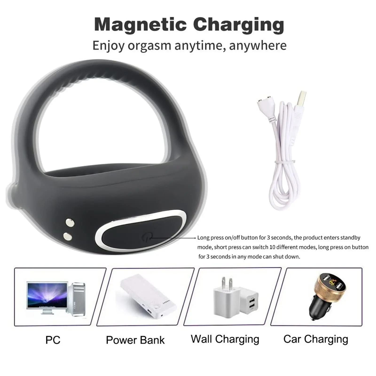 App Remote Control Silicone Dual C-Ring Penis Lock Ring Vibrator Delayed Ejaculation Trainer Vibrating Cock Ring for Men