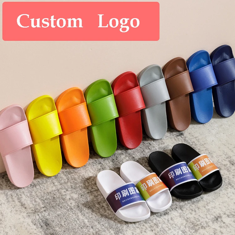 Design Custom Logo Indoor Outdoor Slippers For Women/Men/Kids  PVC Blank Slipper Slide