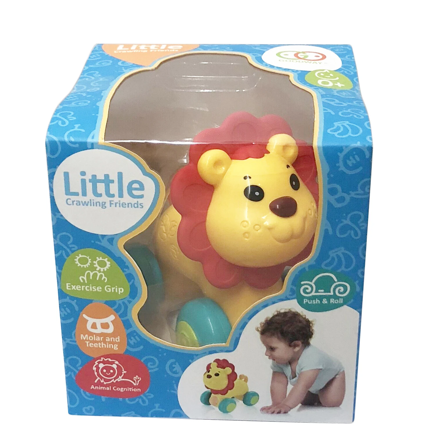 Новый дизайн, развивающая пластиковая погремушка для детей, Обучающие ползание, Мультяшные автомобильные игрушки с львом и животными