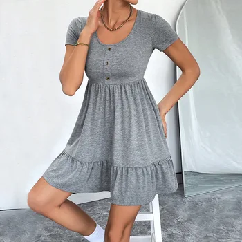 2024 European American fashion knitting sexy babes with waist cinched waist thin design sense swing dress