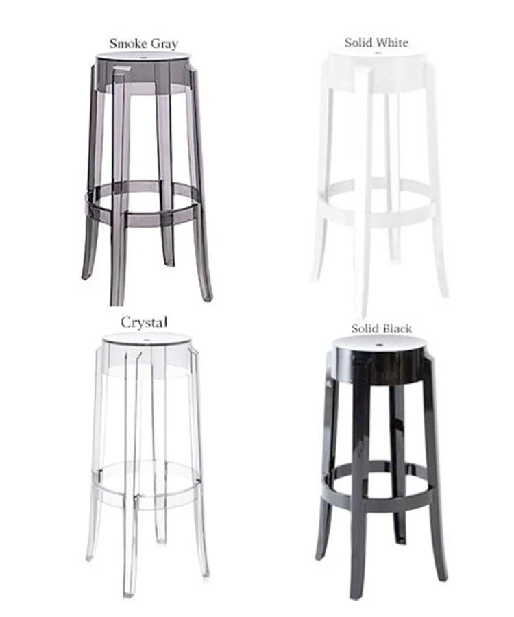 Outdoor Counter Height Stackable Black Acrylic Ghost Bar Stool For