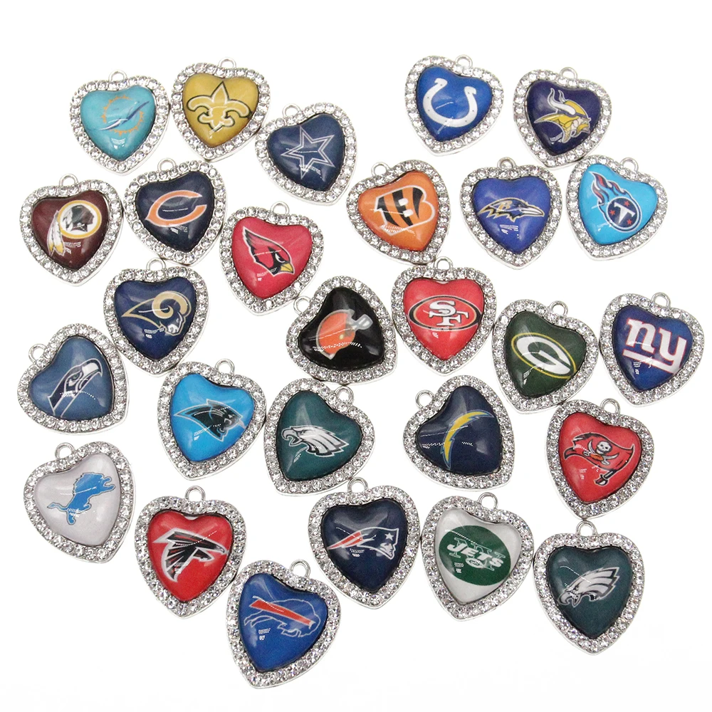 Pittsburgh Steelers Football Charms. Football Heart Shaped Charms