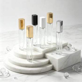 10ml Transparent Rectangular Glass Bottle with Pump