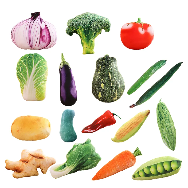Simulation Soft Strawberry Apple Onion Corn Carrot Fruit and Vegetable Pillow Children Educational Aids Play House Plush Toys