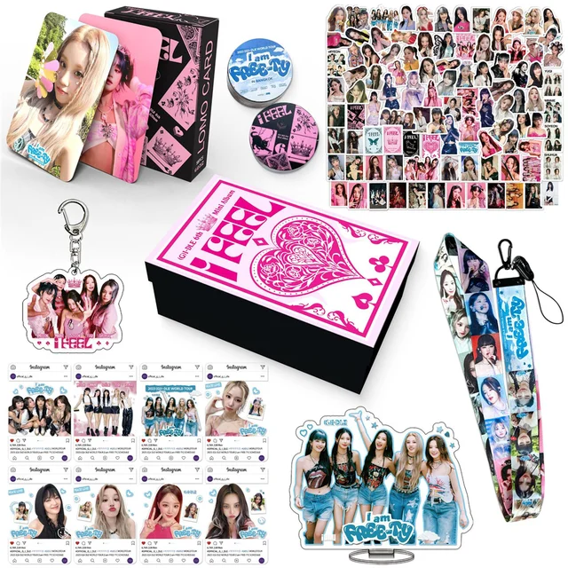 1Set KPOP (G) I-DLE Gift Box Keychains Washi Tape Stickers LOMO Cards Photocards Lanyard Stand Figure Gift Fans Collection