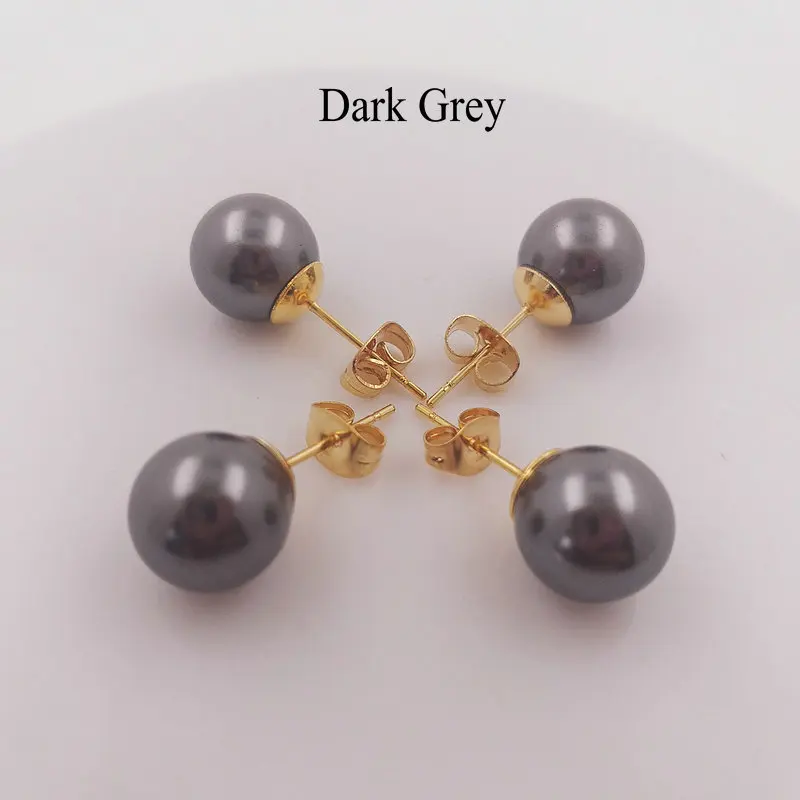 Stainless Steel Titanium Pearl Stud Earring Gold Filled Stud Pearl