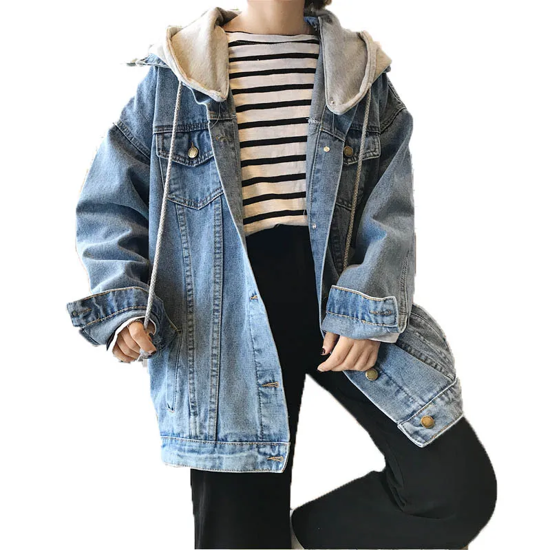 Women Denim Jacket Fashion Ladies Street Wear Coat Plus Size Jacket  Removable Hood for Spring Luxury Standard Motorcycle Jacket
