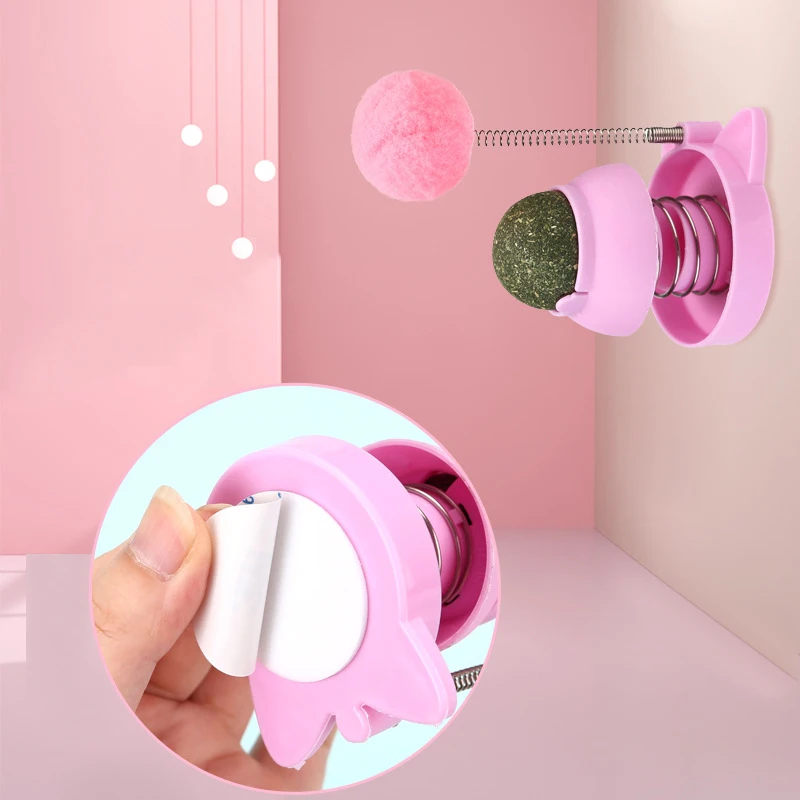 Catnip Wall Ball Cat Toys Clean Mouth Fresh Breath Cat Nip Ball Promote Digestion Cat Candy Licking Snacks Mint Ball