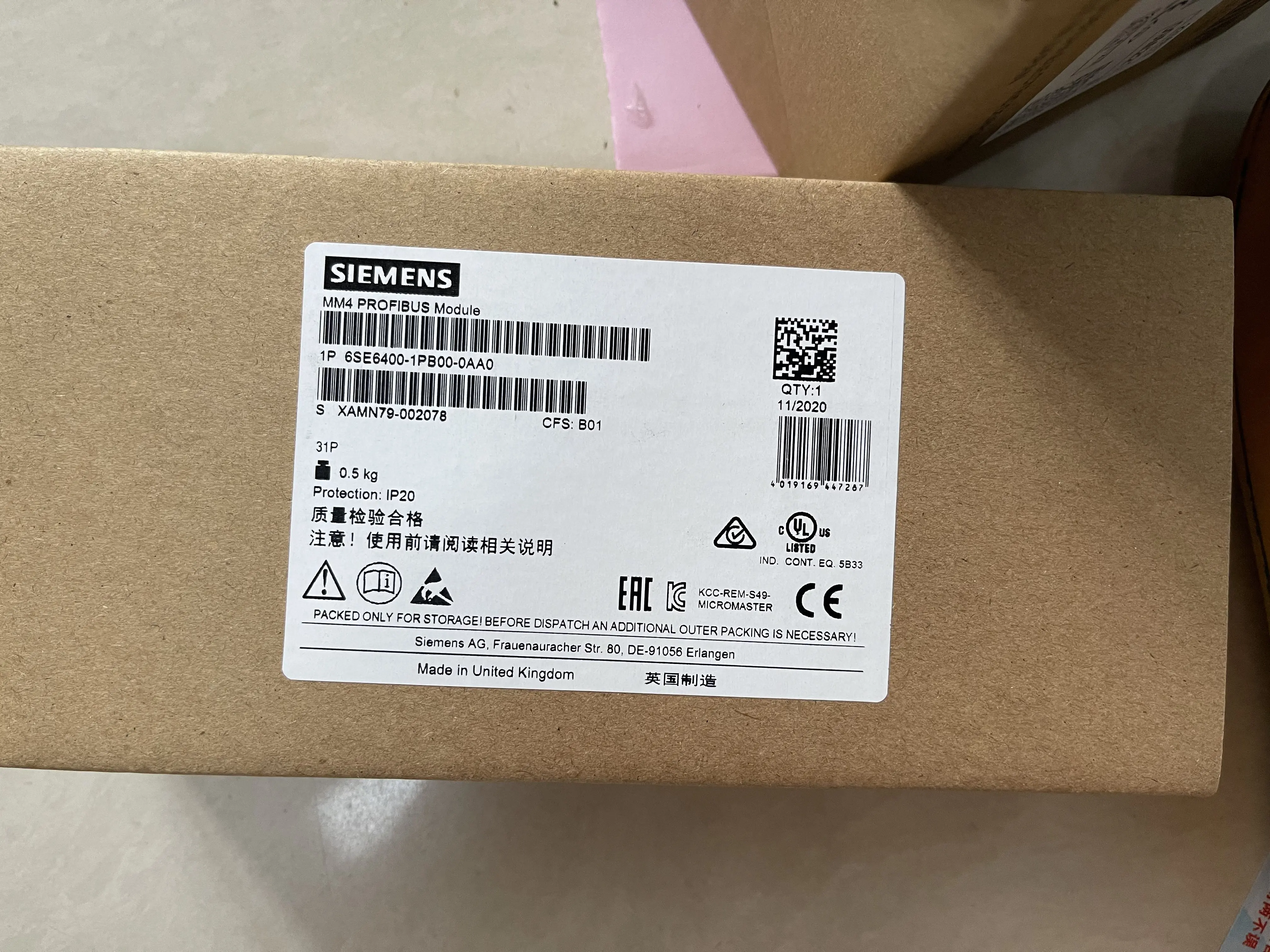 SIEMENS MM4 PROFIBUS Module 6SE6400-1PB00-0AA0