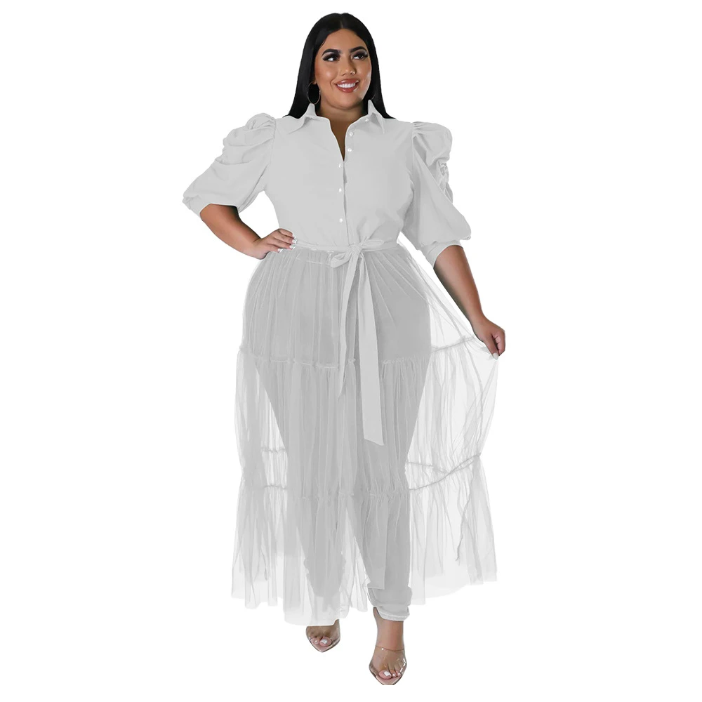 Plus Size Women's Dresses Casual Mesh Patchwork Party Dress Plus Size  Women's Clothing *11* (Colour: White-1, Size: XXXXX-Large) : :  Fashion