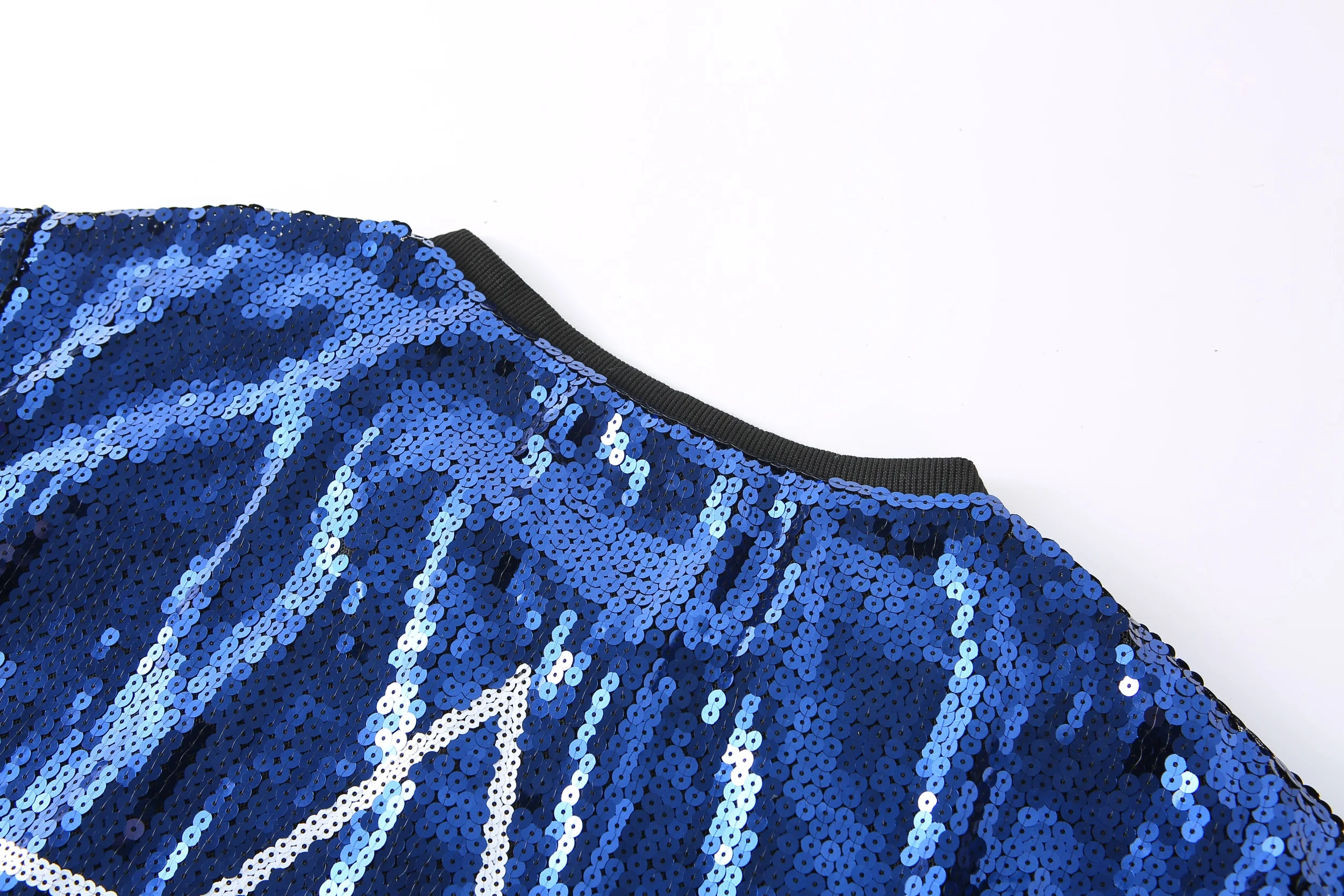 2023 Hot Sale Blue Party Fancy Fashion Tshirt Casual Sequins Long T