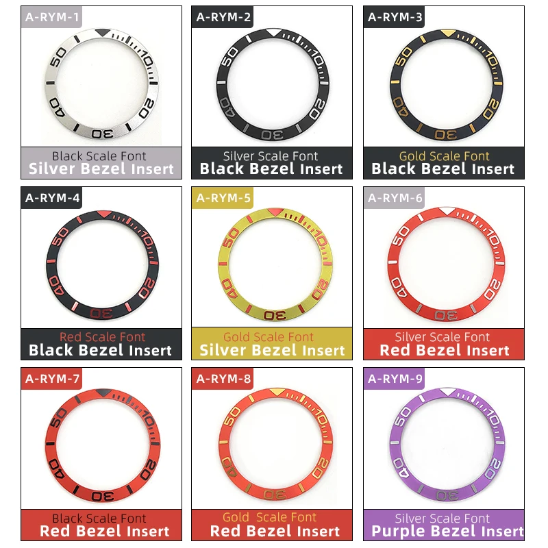 Custom Made Watch Case Parts Sloped Aluminum Bezel Insert 38*30.6mm For