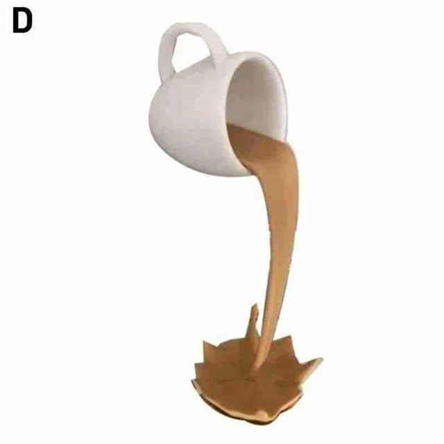 Floating Spilling Coffee Cup Sculpture Kitchen Decoration Spilling