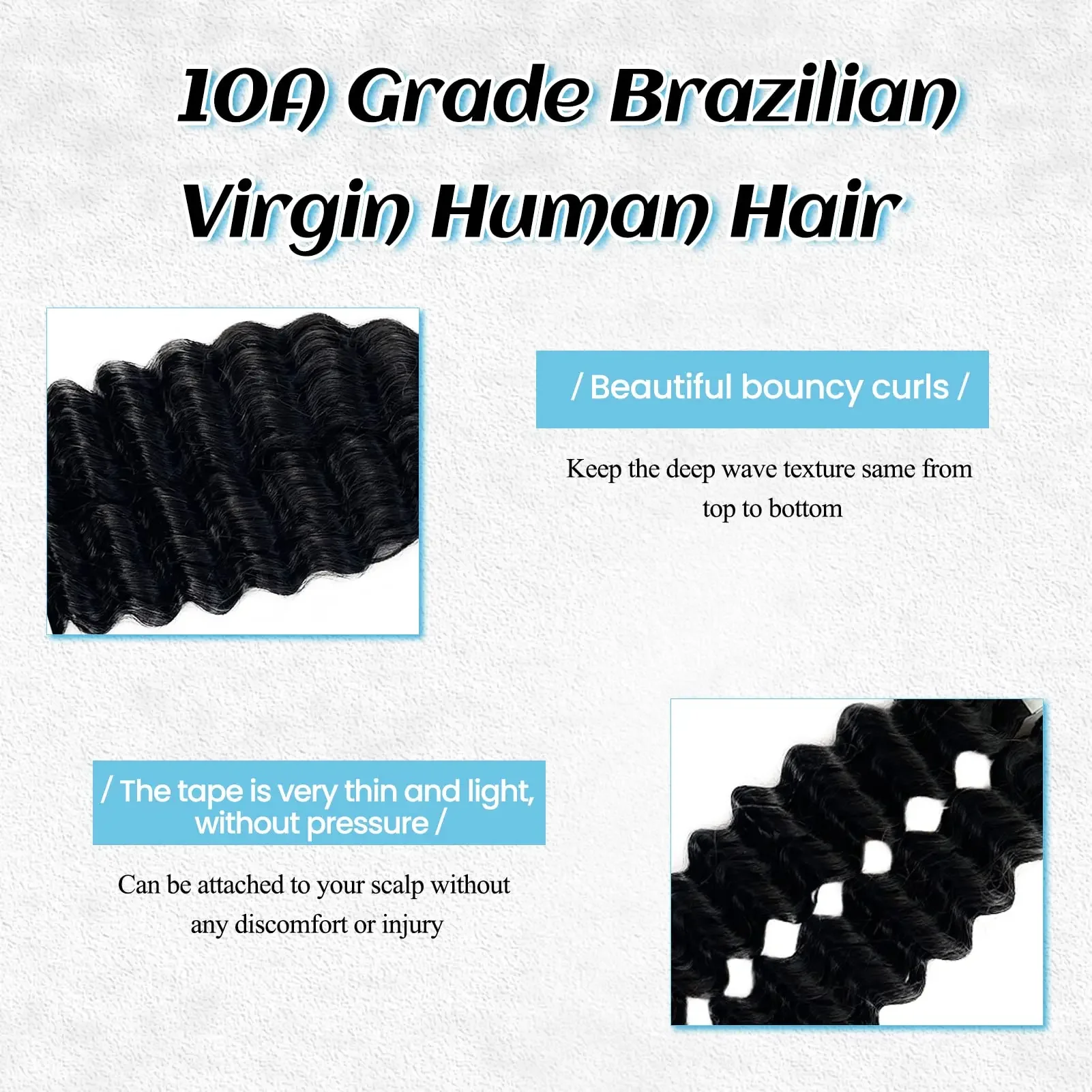Prodlužování vlasů Tape In, hluboké vlny, brazilské Remy vlasy, 20 ks/sada, 16-26 palců, kudrnaté vlasy pro ženy_voghion.com