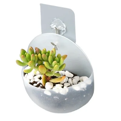 Green Small Wall-Mounted Planter Plastic Hanging Flower Pot 