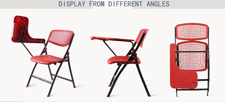 Breathable Foldable Training Chair With Tablet Ergonomic Folding Student Chair With Footrest Writing Pad For Meeting Conference