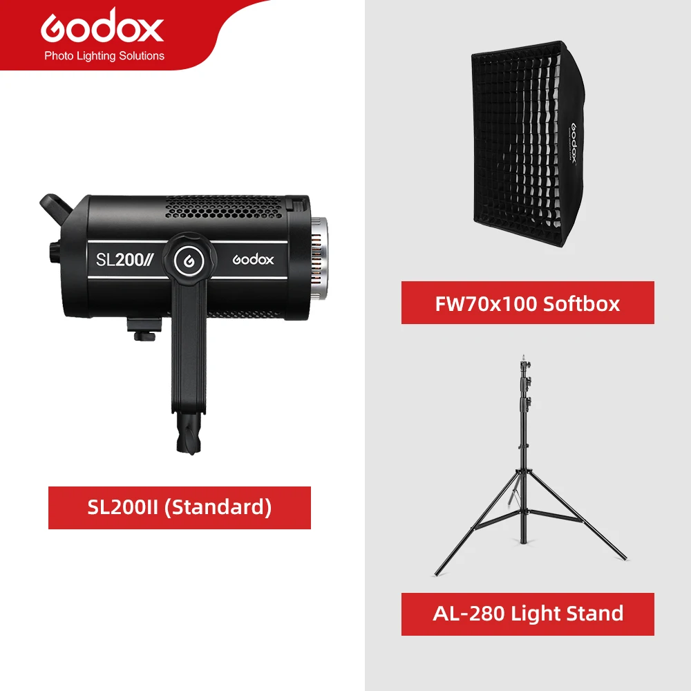 m*︎様 Godox SL200 II 2台 キャリーケース＋スタンド LED Godox SL200II 200W LED Video Light, 5600K Bowens Mount, 2.4G