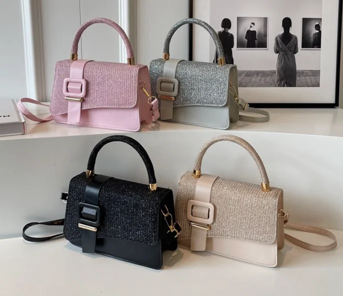 BESTELLA Wholesale High Quality Solid Color Custom Lady PU Leather Casual square Messenger Tote One Shoulder Handbag