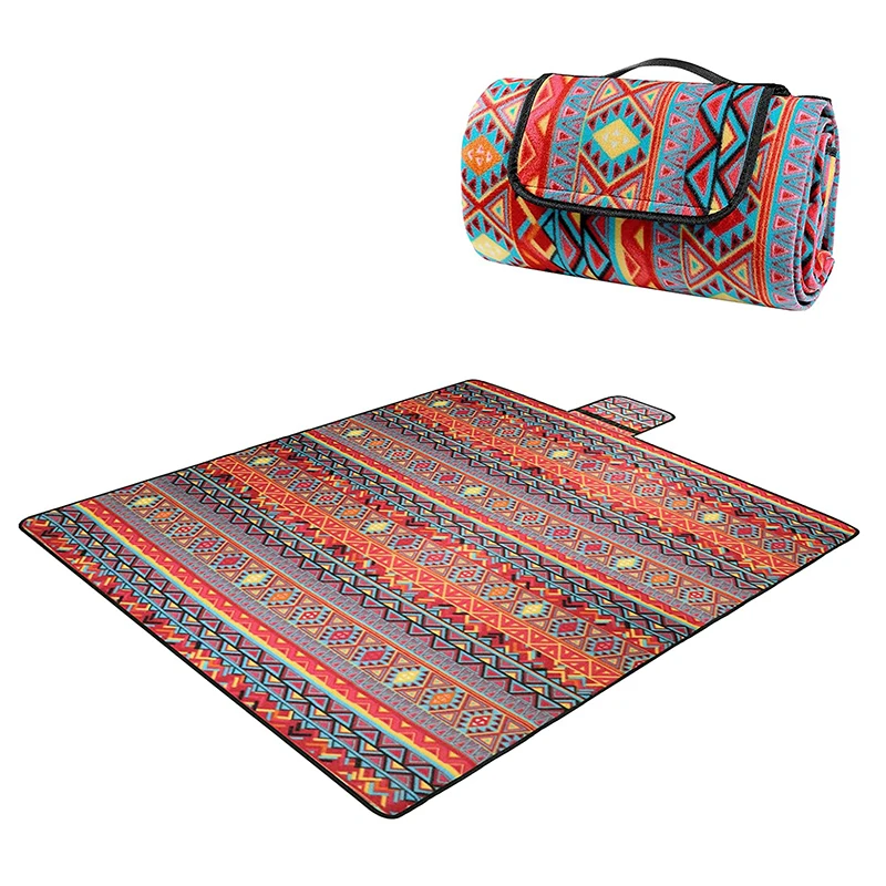 Custom Design Bohemian Style Polyester Cotton Waterproof Foldable Outdoor Camping Picnic Mat Beach Blanket