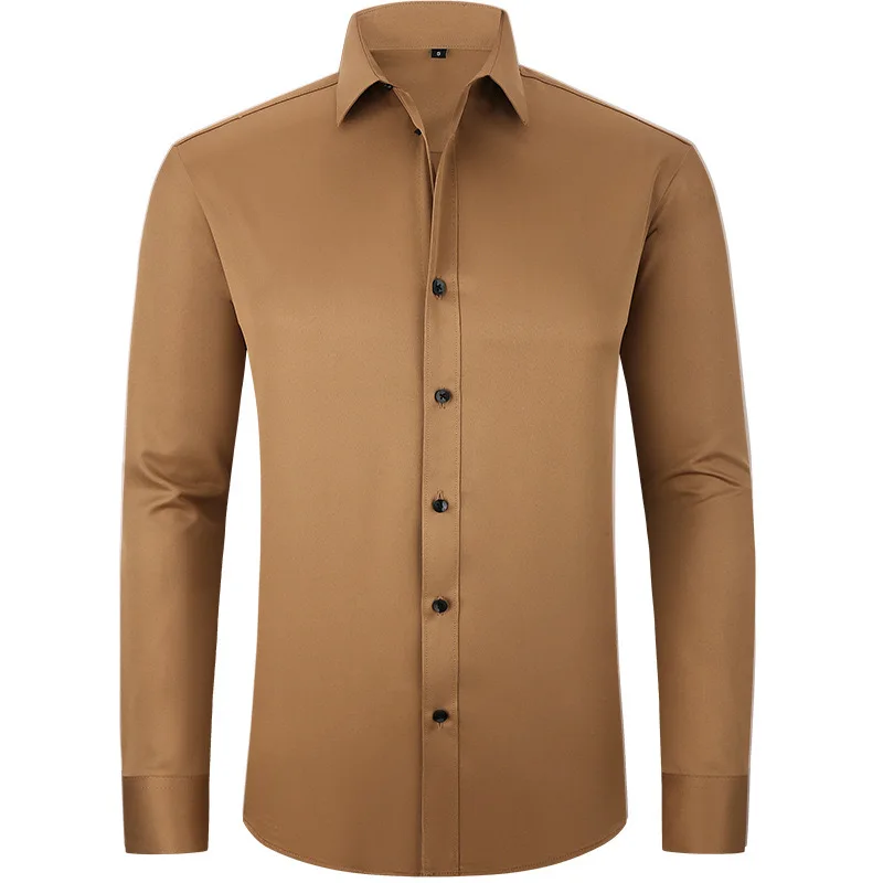 Shop High-Quality Men's Dress Shirts - Light Brown, Cotton Spandex Shop High-Quality Men's Dress Shirts - Light Brown, Cotton Spandex