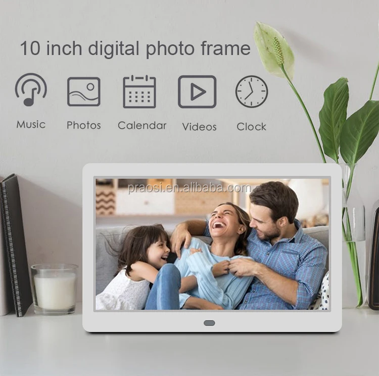 Pros Digital Picture Frame 10 Inch LCD IPS Screen Digital Photo Frame Remote Control Electronic Photo Albums 1080P Video Music