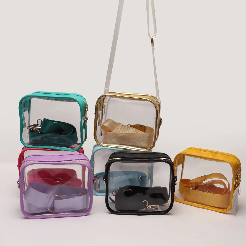 Borse a tracolla con cinturino da donna di moda borsa trasparente borsa da  stadio per il giorno del gioco colore della caramella borse da ragazza in 