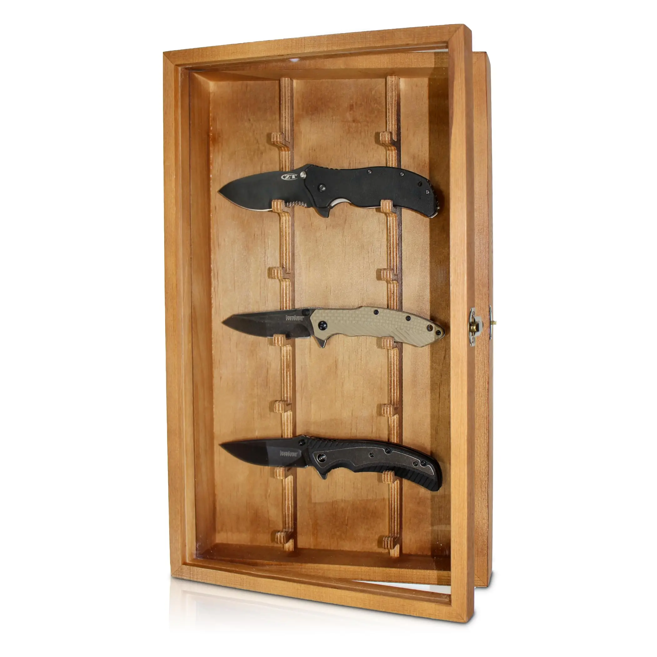 Espositore per coltelli in legno con serratura, teca da parete per coltelli, espositore per coltelli tascabili