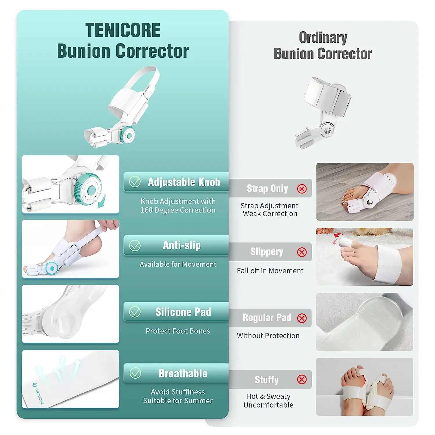 New Arrival Adjustable Big Toe Splint Foot Bone Protrusion Overlapping Toe Separator Hallux Valgus Bunion Corrector