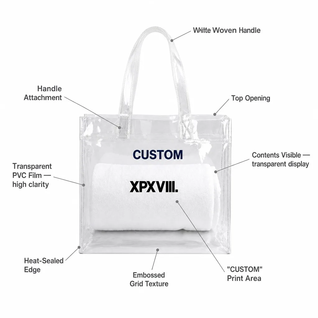 Eco Friendly Handbag clear Transparent Pvc Bags Gift and Promotional with Handle and Button