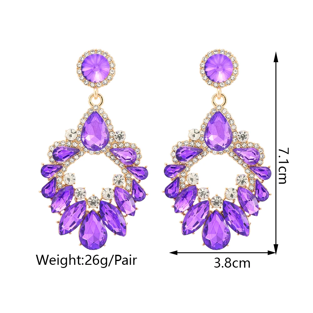 2025 Luxury 12 Colors Design Chandelier Large Dangle Drop Earrings for Women Flower Crystal Women Statement Drop Earrings Women