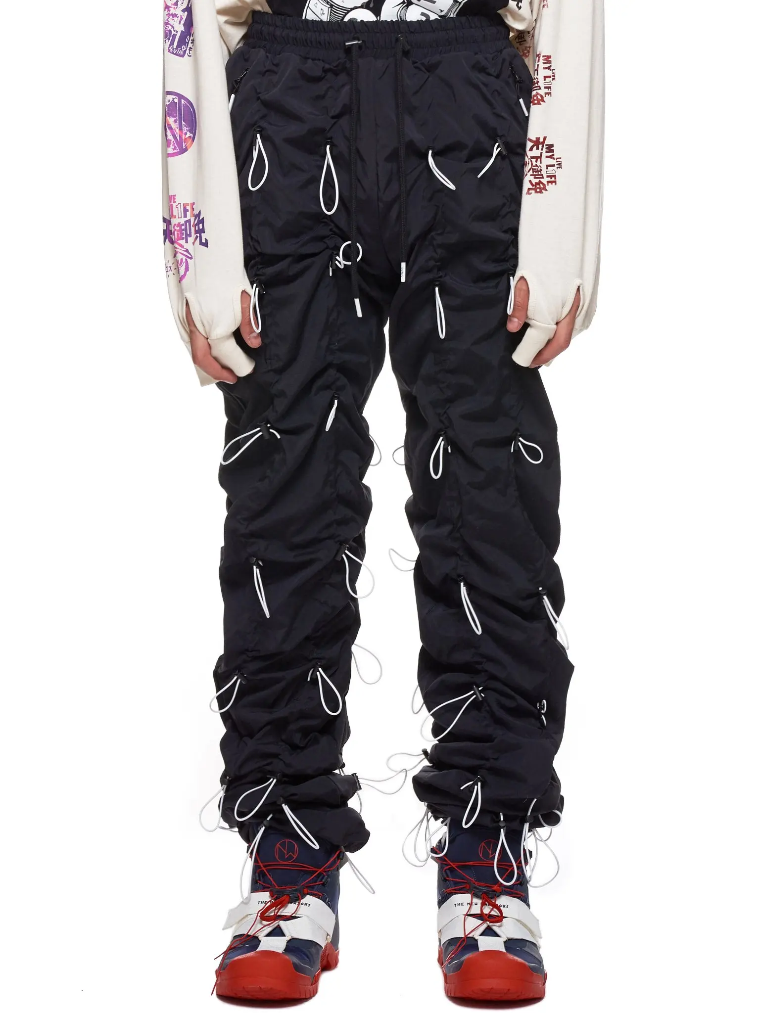 Ruched Toggle Nylon Stacked Jogger Pants Men Spring 2023