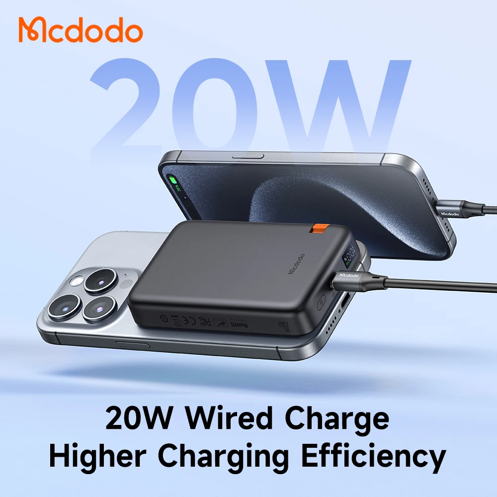 Mcdodo 146 Portable Phone Watch Charger With Stand Flexible Power Bank Chargers Magnetic 15W Wireless Quick Charge 10000mAh