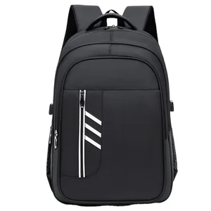 Factory Direct Casual Sports Laptop Backpack Bag Anti-Theft USB Charging Solid Color Business Style Waterproof Zipper Polyester