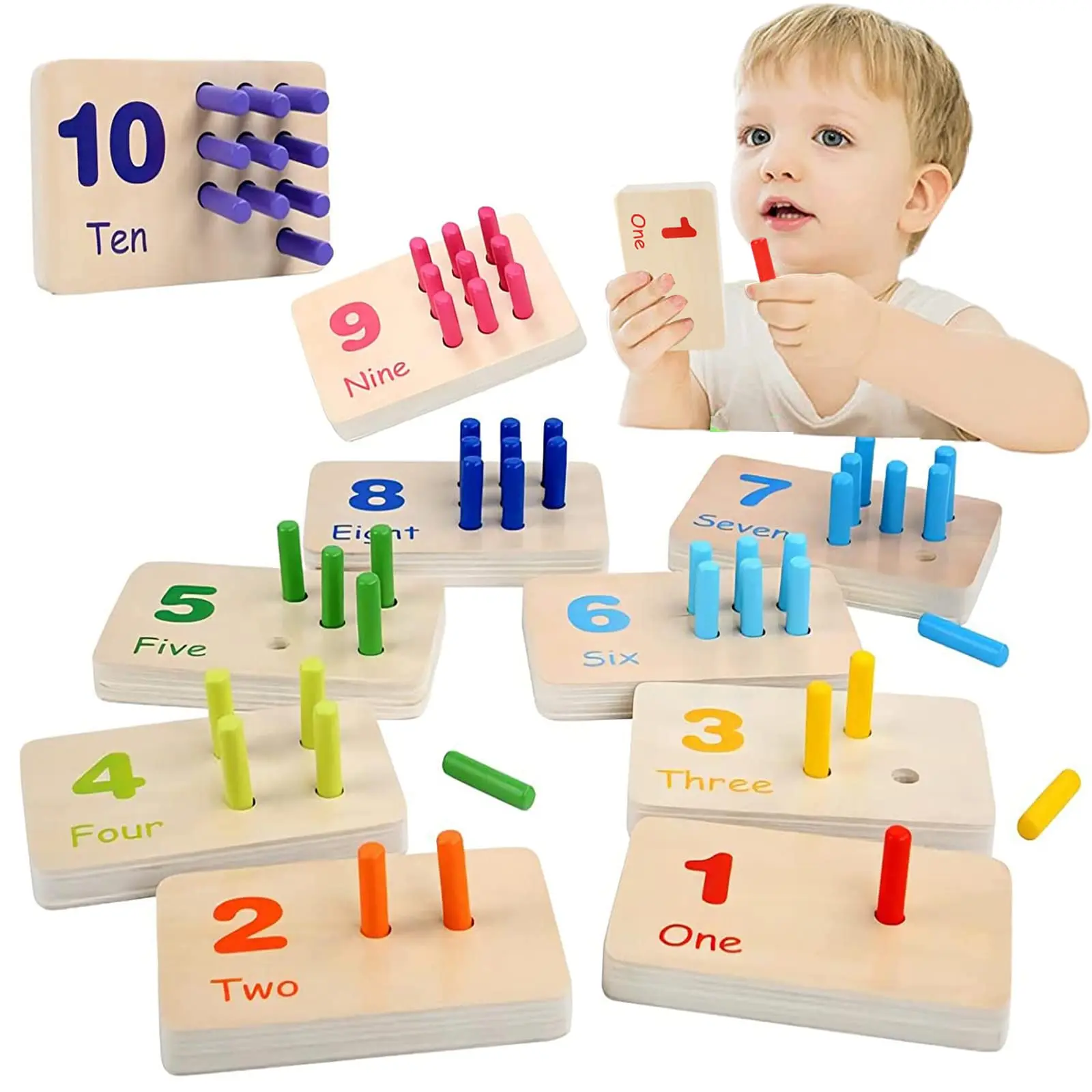 Wholesale Wooden Counting Number Peg Board Math Manipulatives Materials Montessori Toys Educational Math Toy for 3 4 5 Year Old Kids From